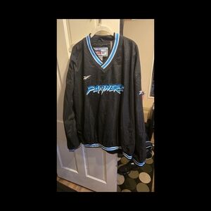 Black Carolina Panthers Reebok Pullover Jacket size XXL